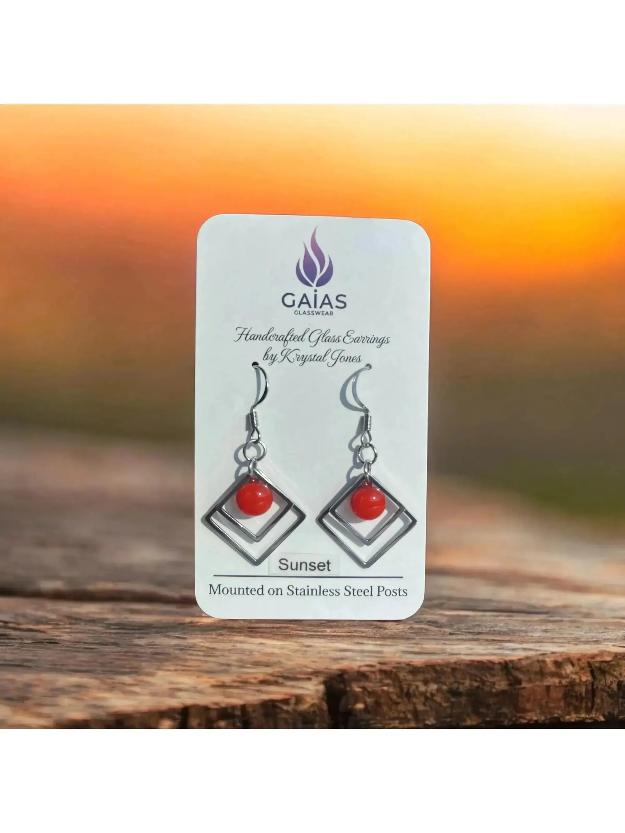 Sunset | Geometric Fused Glass Earrings